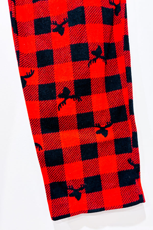Pantalon de pyjama en peluche rouge à carreaux (m)-Autres-La Penderie du Paradis 🕊
