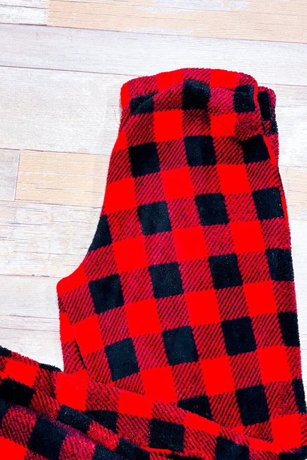 Pantalon de pyjama rouge et noir à carreaux en peluche (m)-Great Northern-La Penderie du Paradis 🕊