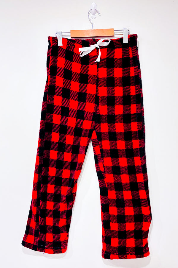 Pantalon de pyjama rouge et noir à carreaux en peluche (m)-Great Northern-La Penderie du Paradis 🕊