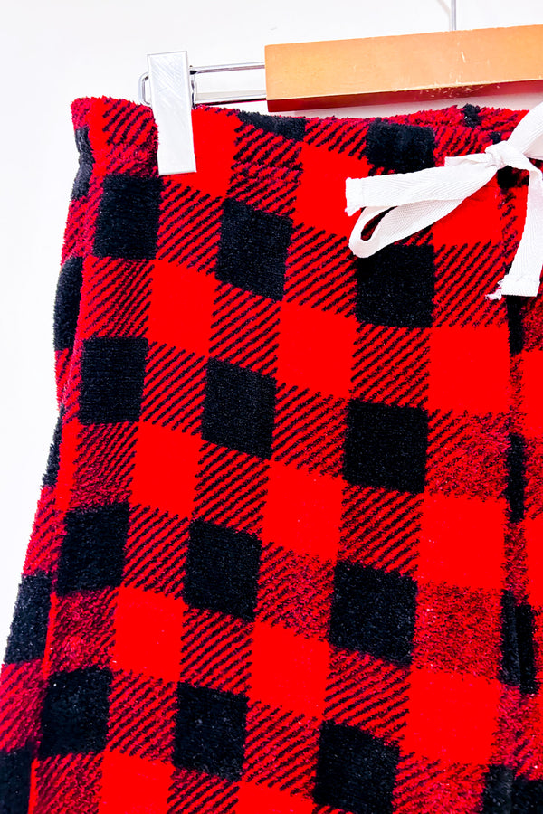 Pantalon de pyjama rouge et noir à carreaux en peluche (m)-Great Northern-La Penderie du Paradis 🕊