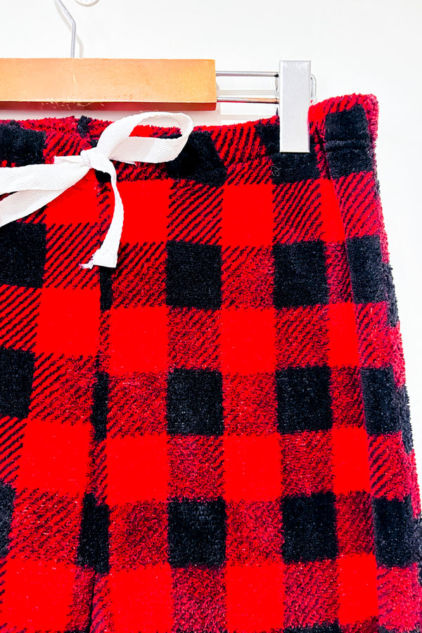 Pantalon de pyjama rouge et noir à carreaux en peluche (m)-Great Northern-La Penderie du Paradis 🕊