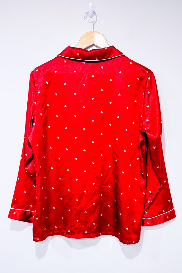 Chemise de nuit rouge satinée avec coeurs (m)-Autres-La Penderie du Paradis 🕊
