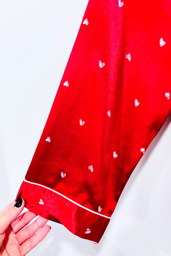 Chemise de nuit rouge satinée avec coeurs (m)-Autres-La Penderie du Paradis 🕊
