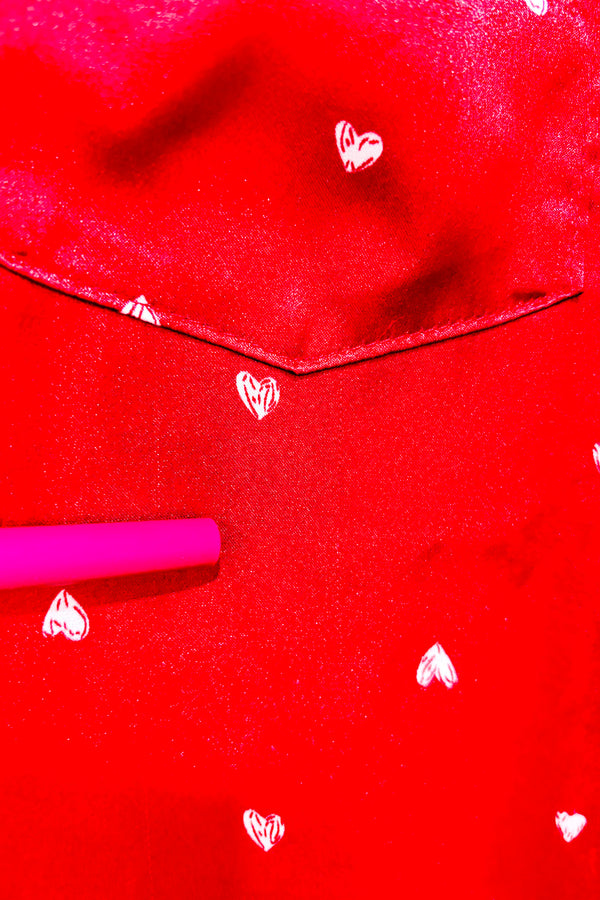 Chemise de nuit rouge satinée avec coeurs (m)-Autres-La Penderie du Paradis 🕊