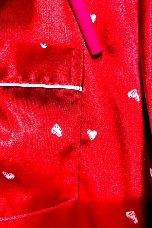 Chemise de nuit rouge satinée avec coeurs (m)-Autres-La Penderie du Paradis 🕊