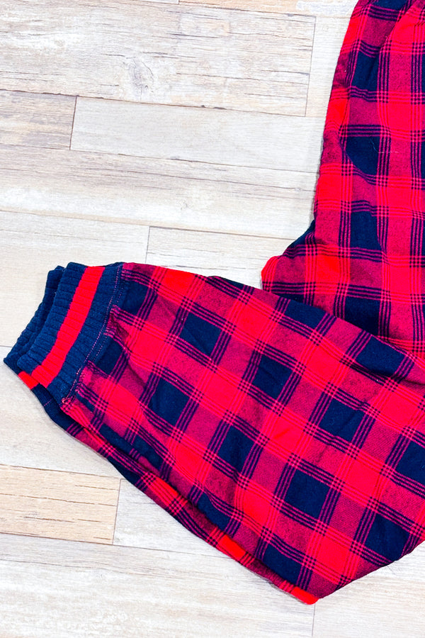 Pantalon de pyjama rouge et marine à carreaux seconde main - Aerie- La Penderie du Paradis