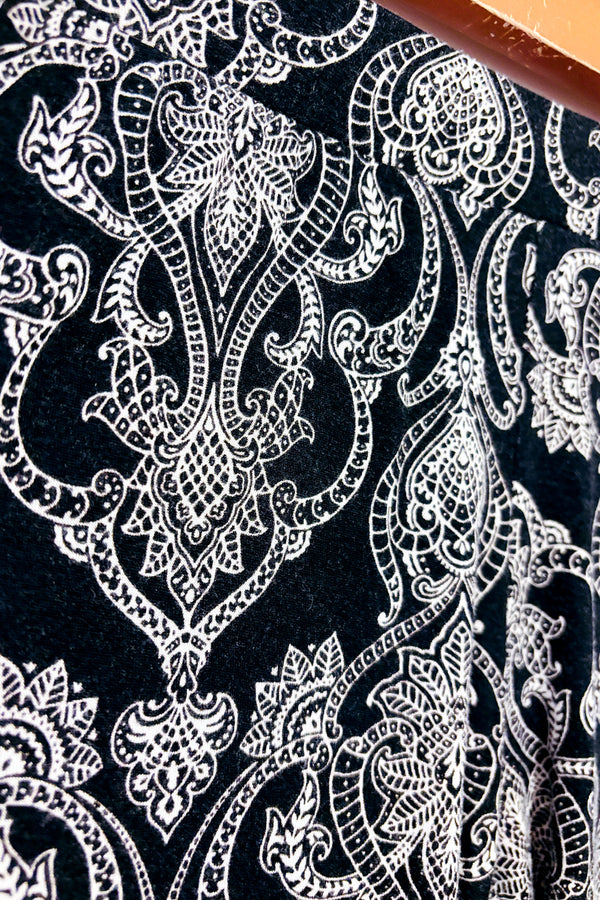 Pantalon de pyjama noir à motifs seconde main - Cynthia Rowley- La Penderie du Paradis
