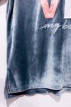 Chandail de pyjama gris en velours ''love my bed'' seconde main - George- La Penderie du Paradis