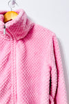 Veste en polar rose texturé à col montant seconde main - La Vie en Rose- La Penderie du Paradis