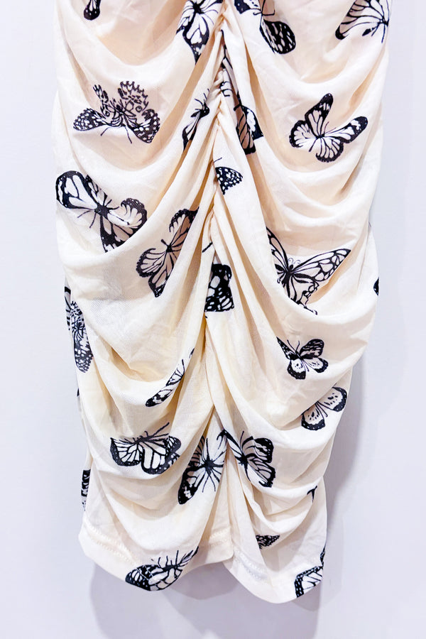 Robe ajustée beige imprimé papillons (m)-SHEIN-La Penderie du Paradis 🕊