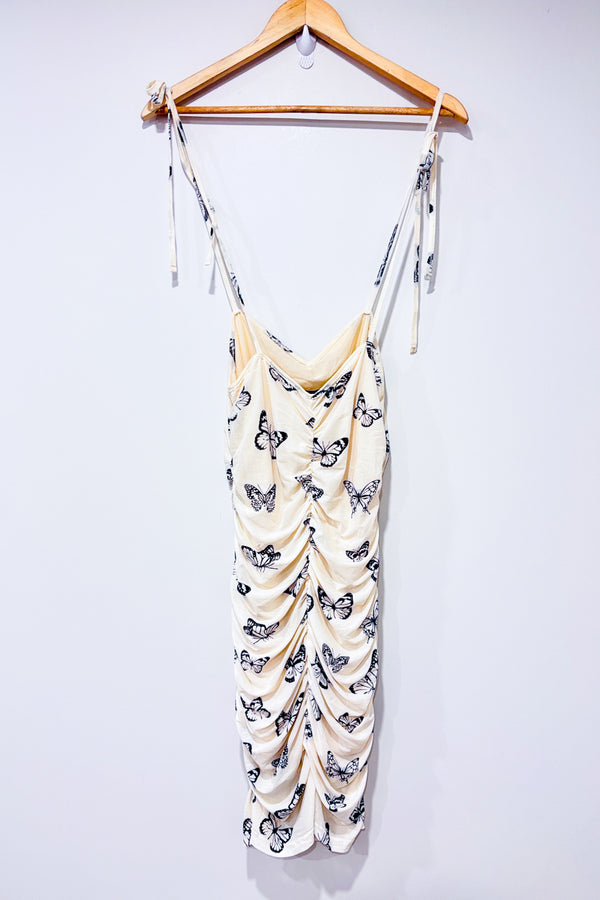 Robe ajustée beige imprimé papillons (m)-SHEIN-La Penderie du Paradis 🕊