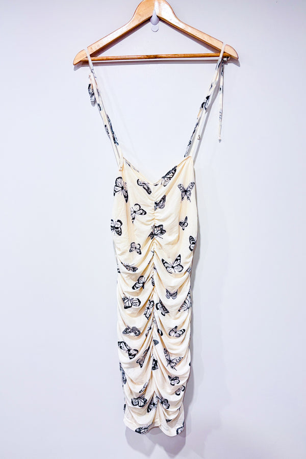 Robe ajustée beige imprimé papillons (m)-SHEIN-La Penderie du Paradis 🕊