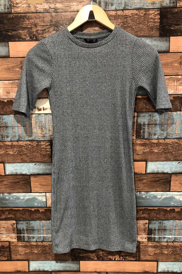 Robe ajustée grise côtelée (xs) seconde main Top Shop