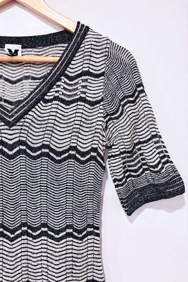 Robe brune scintillante en crochet motif zigzag (m)-Missoni-La Penderie du Paradis 🕊