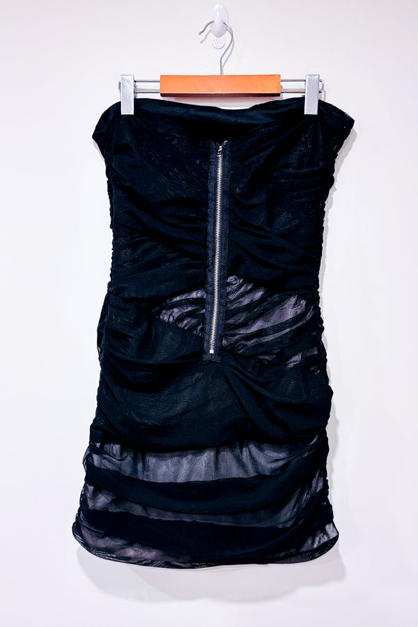 Robe bustier noire ajustée avec maille (l)-Charlotte Russe-La Penderie du Paradis 🕊