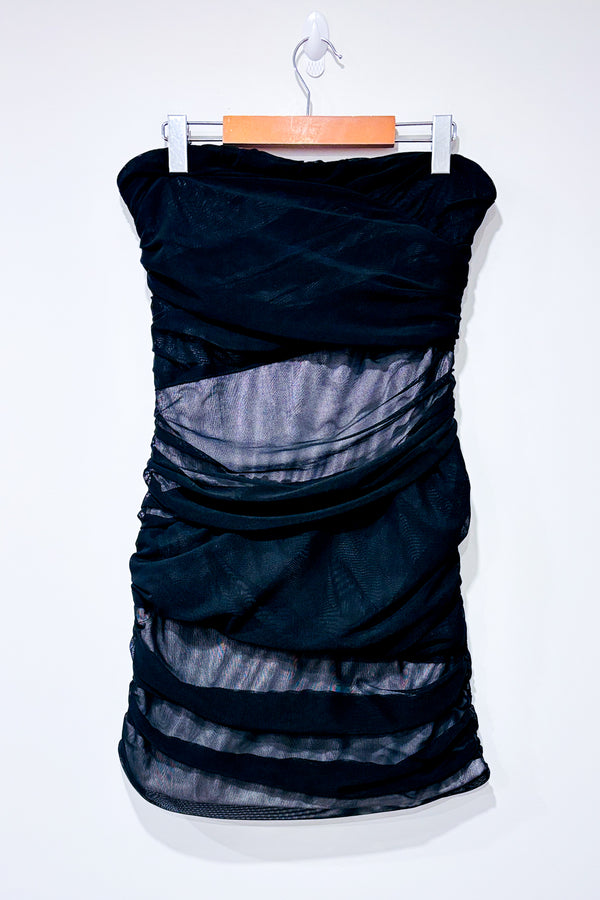 Robe bustier noire ajustée avec maille (l)-Charlotte Russe-La Penderie du Paradis 🕊
