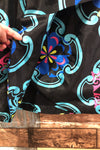 Robe bustier noire avec fleurs bleues et roses (m) seconde main Pink Ice