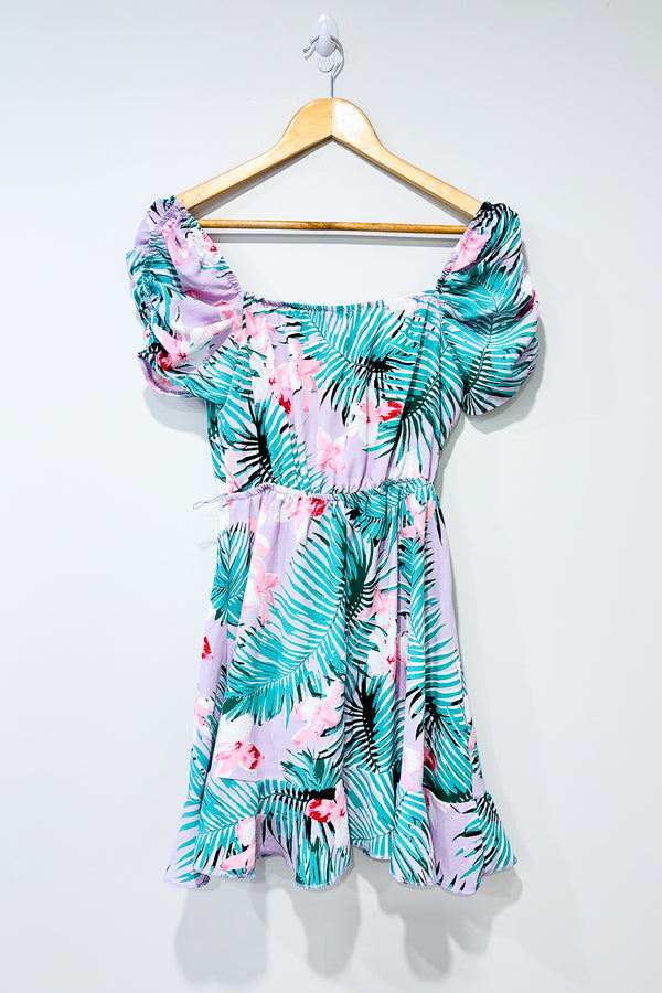 Robe cache-coeur lilas fleurie (xs) seconde main Revamped