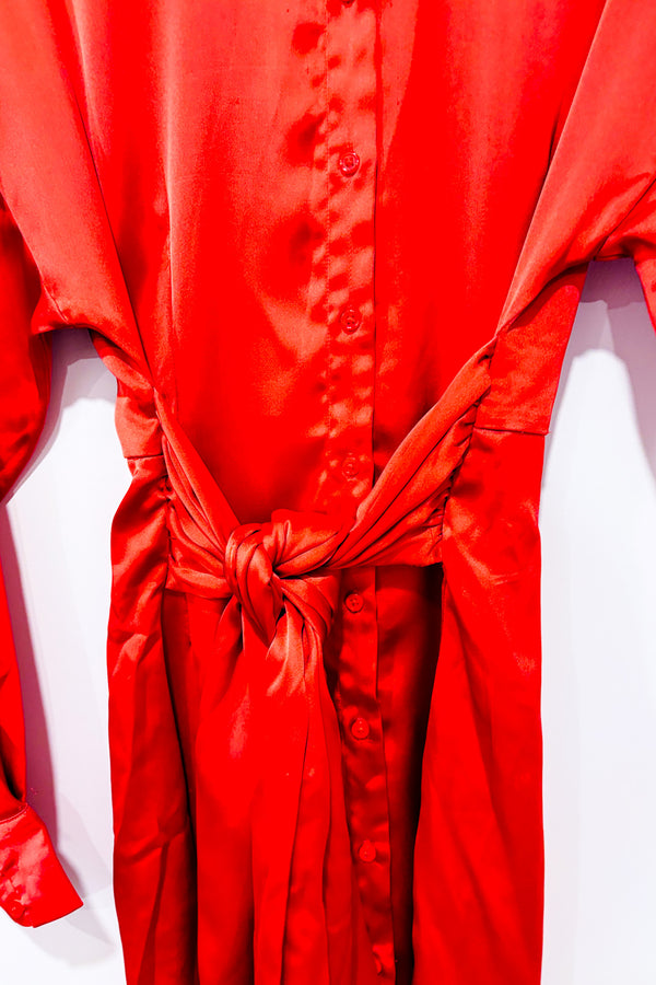 Robe chemise satinée orange (xs)-Dynamite-La Penderie du Paradis 🕊