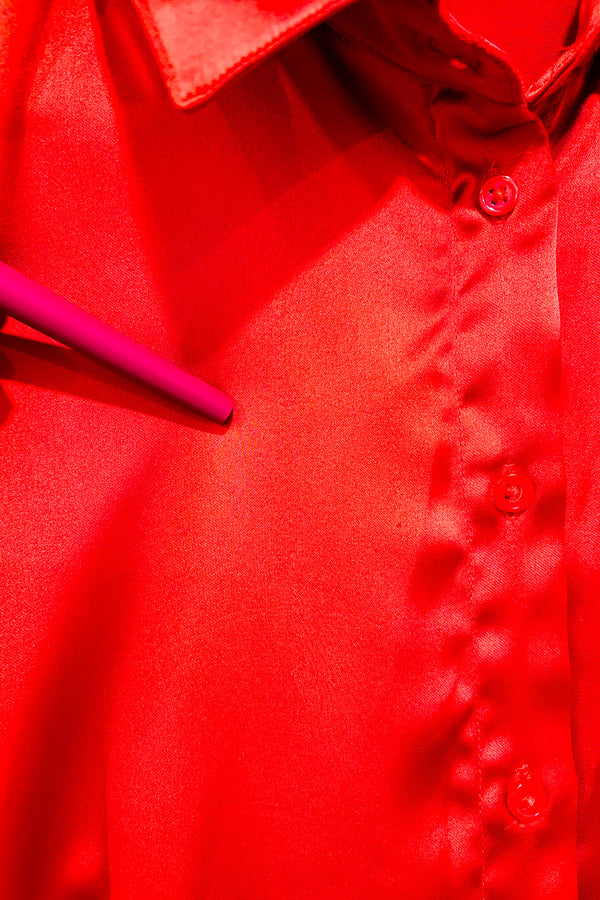 Robe chemise satinée orange (xs)-Dynamite-La Penderie du Paradis 🕊