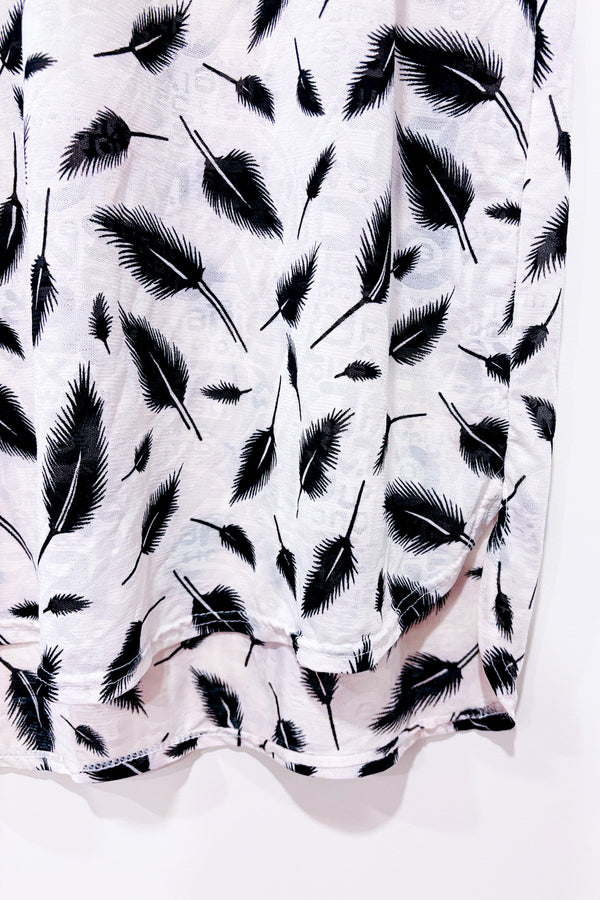 Robe couvre maillot blanche et noire avec feuilles (l)-Autres-La Penderie du Paradis 🕊