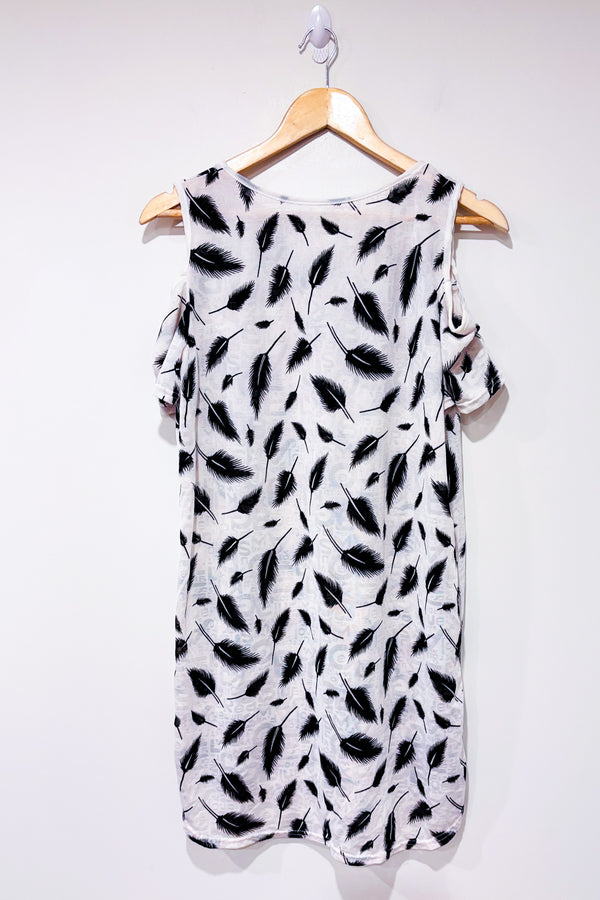 Robe couvre maillot blanche et noire avec feuilles (l)-Autres-La Penderie du Paradis 🕊
