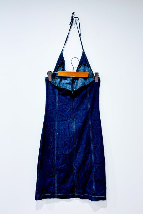 Robe en jeans haut licou (s) - System Tag - La Penderie du Paradis ?