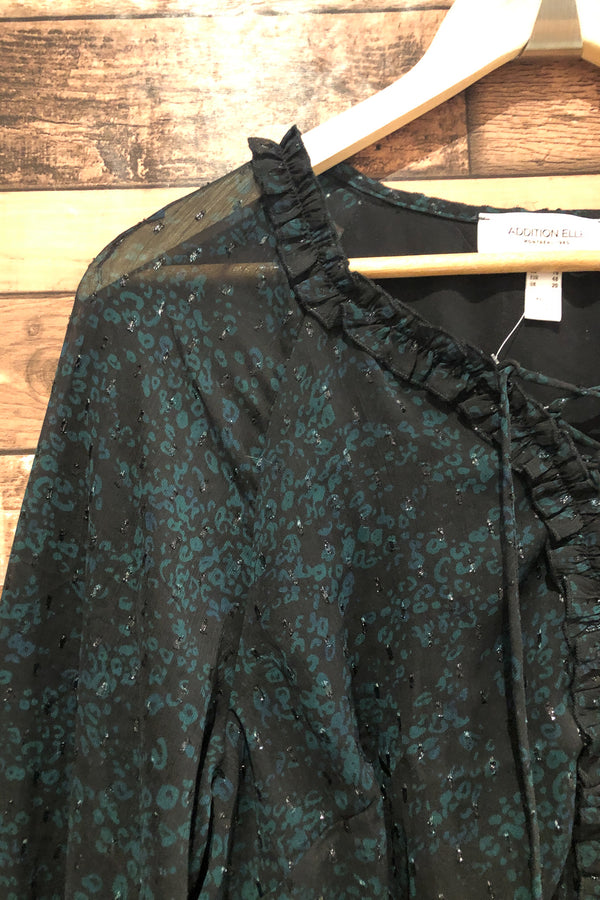 Robe fluide noire et verte (xl) seconde main Addition Elle