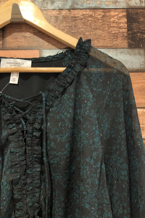Robe fluide noire et verte (xl) seconde main Addition Elle