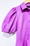 Robe lilas faux cuir avec manches bouffantes (xs)-Zara-La Penderie du Paradis 🕊