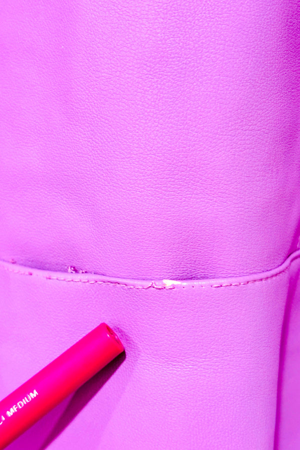 Robe lilas faux cuir avec manches bouffantes (xs)-Zara-La Penderie du Paradis 🕊