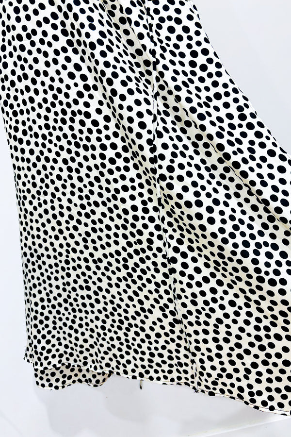 Robe maxi cache-cœur beige à pois et volants (l) - Mango - La Penderie du Paradis ?