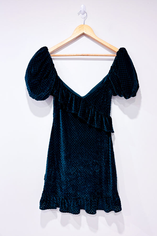 Robe Medinah vert forĂȘt avec manches bouffantes (m)-House of Harlow 1960-La Penderie du Paradis đ