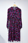 Robe midi noire et rose fleurie (l) seconde main Calvin Klein