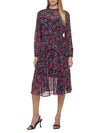 Robe midi noire et rose fleurie (l) seconde main Calvin Klein