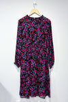 Robe midi noire et rose fleurie (l) seconde main Calvin Klein