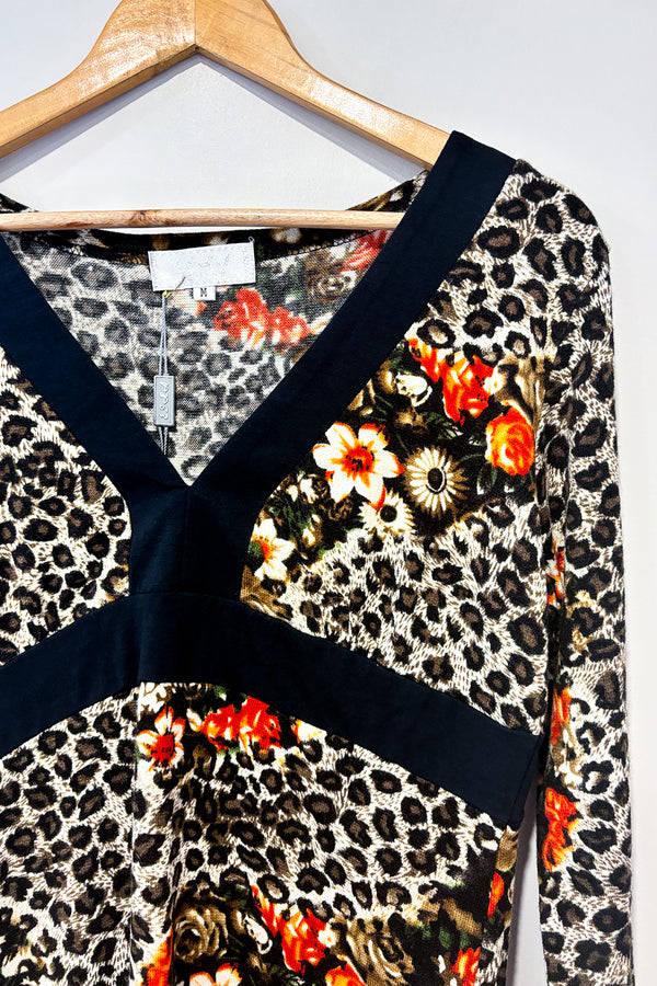 Robe motif fleurs et léopard (m) seconde main ESHA Design