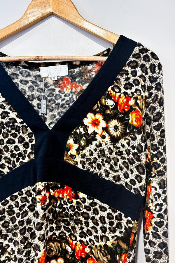 Robe motif fleurs et léopard (m) seconde main ESHA Design