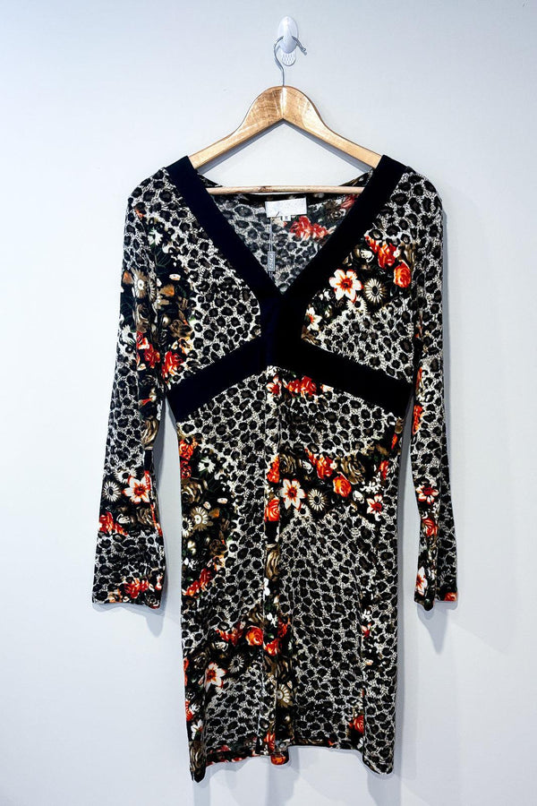 Robe motif fleurs et léopard (m) seconde main ESHA Design
