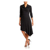 Robe noire asymĂ©trique avec col fluide (l)-Donna Karan New York-La Penderie du Paradis đ