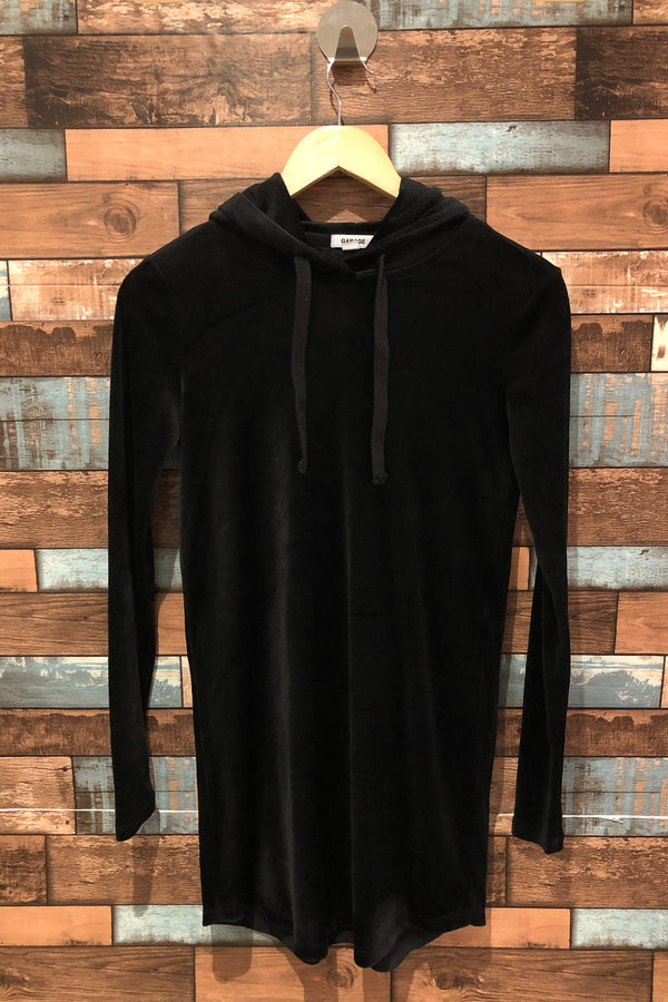 Robe noire en velours avec capuchon (xs) seconde main Garage