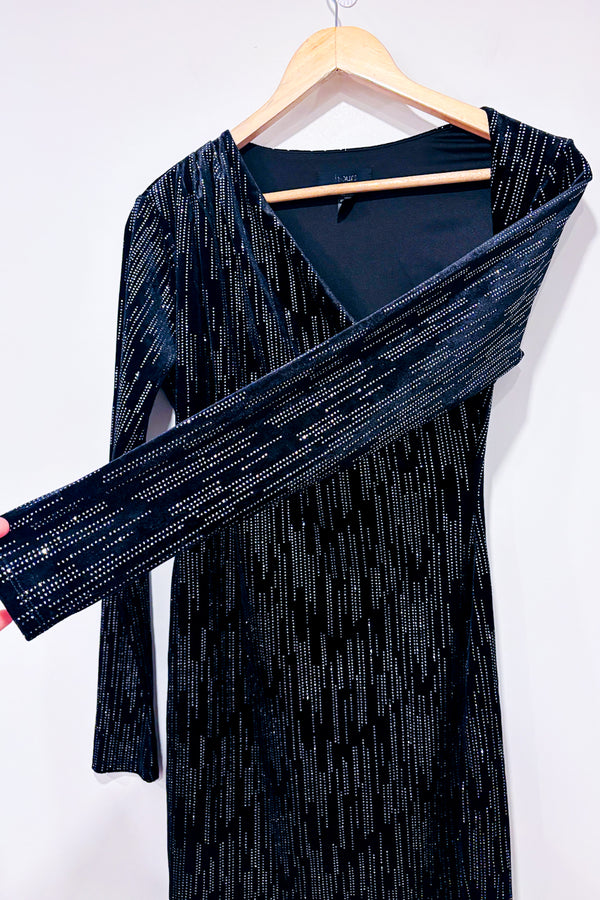 Robe noire en velours avec pierres scintillantes (m)-h:ours-La Penderie du Paradis đ