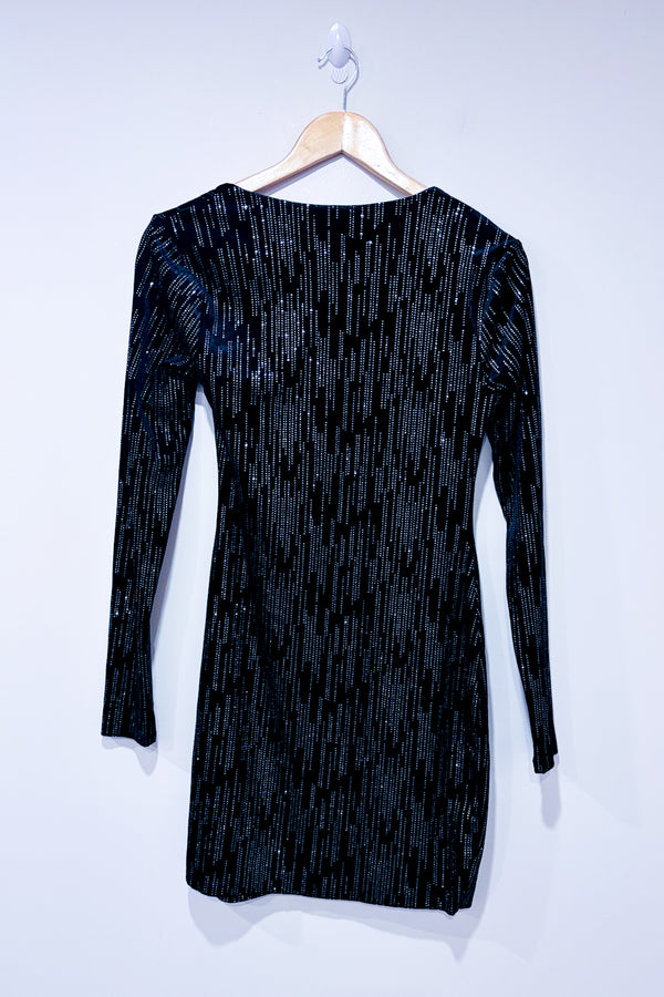 Robe noire en velours avec pierres scintillantes (m)-h:ours-La Penderie du Paradis đ