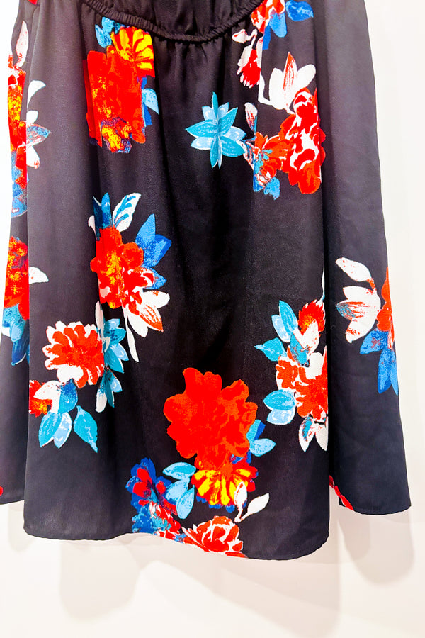 Robe noire fleurie épaules dénudées (l)-Design Lab-La Penderie du Paradis 🕊
