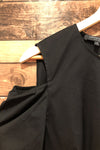 Robe noire manches froncées avec épaules dénudées (m) seconde main Lafayette 148 New York