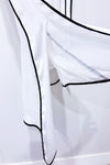 Robe asymétrique blanche et noire satinée avec dentelle * seconde main - Bedo- La Penderie du Paradis