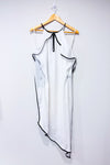 Robe asymétrique blanche et noire satinée avec dentelle * seconde main - Bedo- La Penderie du Paradis