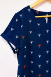Robe côtelée marine motif homards* seconde main - Yumi- La Penderie du Paradis