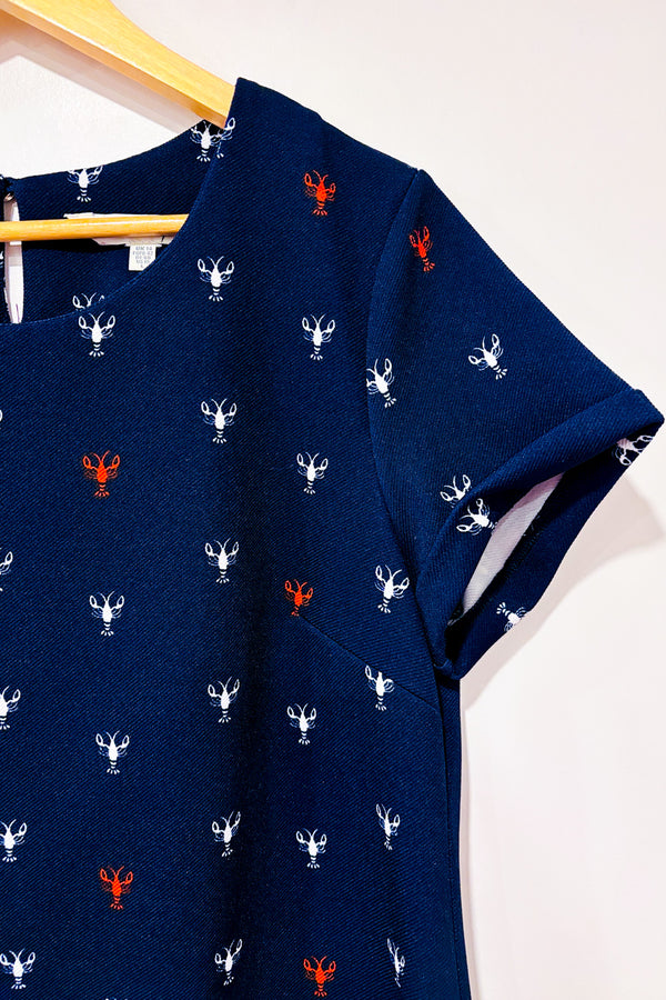 Robe côtelée marine motif homards* seconde main - Yumi- La Penderie du Paradis