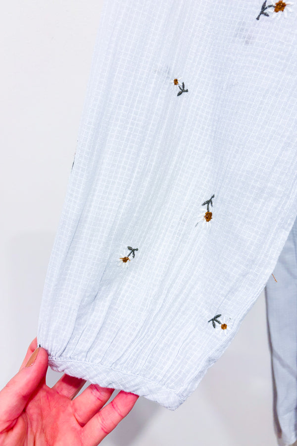 Robe bleu pâle avec fleurs brodées* seconde main - Zara- La Penderie du Paradis